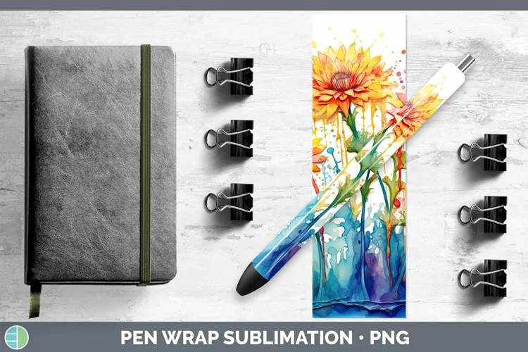 Rainbow Flowers Calendula Pen Wrap Sublimation Epoxy Pen Des