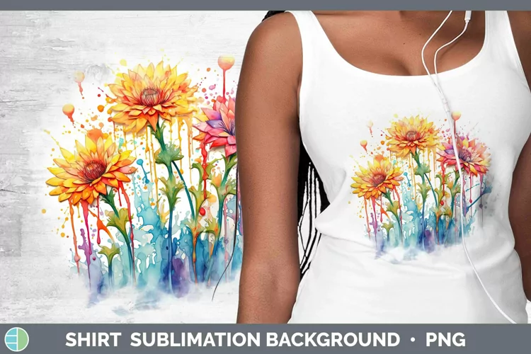 Rainbow Flowers Calendula Shirt Sublimation Sublimation Back