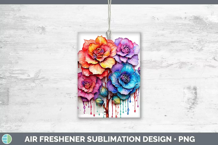 Rainbow Flowers Camellia Air Freshener Sublimation Car Fresh