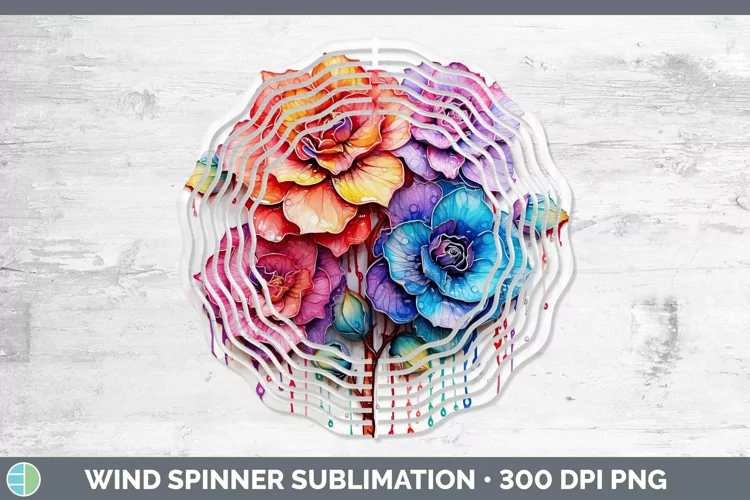 Rainbow Flowers Camellia Wind Spinner Sublimation Spinner De