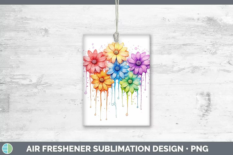 Rainbow Flowers Daisy Air Freshener Sublimation Car Freshene