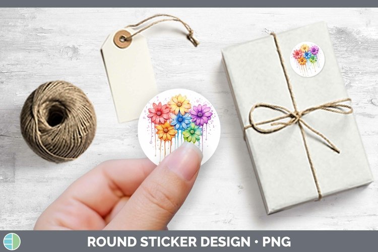 GorgeousRainbow Flowers Stickers design.