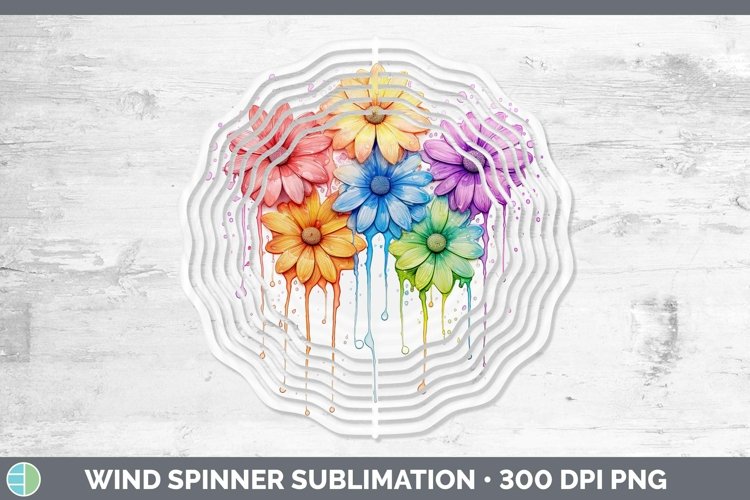 GorgeousRainbow Flowers Wind Spinner design.