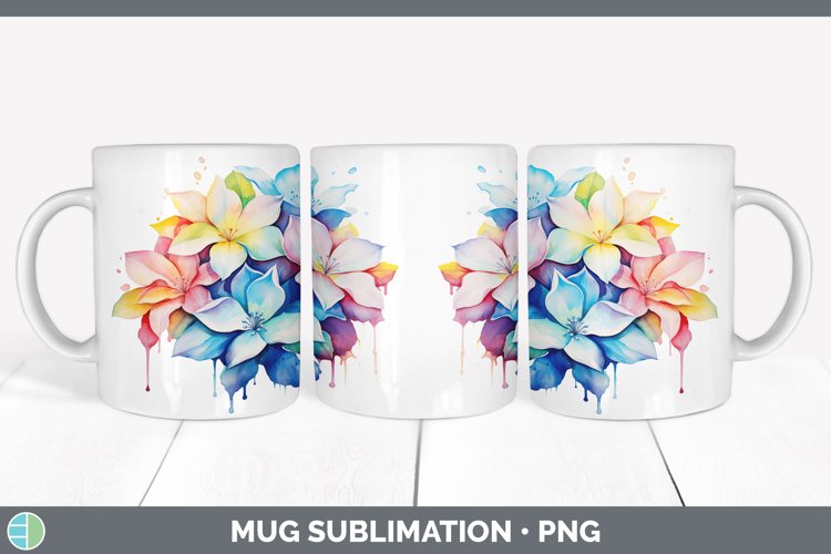 GorgeousRainbow Flowers Mug Wrap design.
