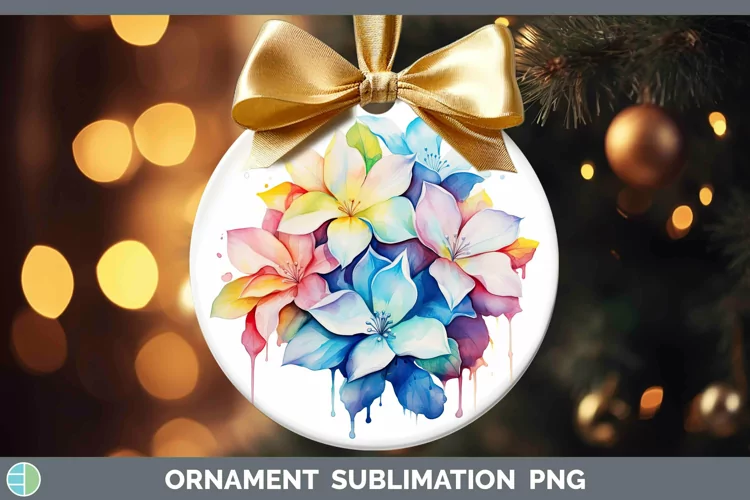 Rainbow Flowers Gardenia Ornament Sublimation Bauble Designs