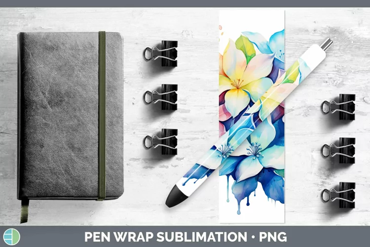 Rainbow Flowers Gardenia Pen Wrap Sublimation Epoxy Pen Desi