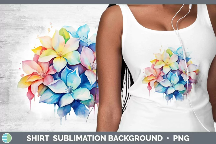 Rainbow Flowers Gardenia Shirt Sublimation Sublimation Backg