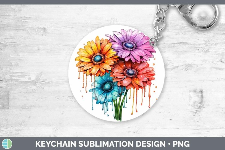 GorgeousRainbow Flowers Keychain design.