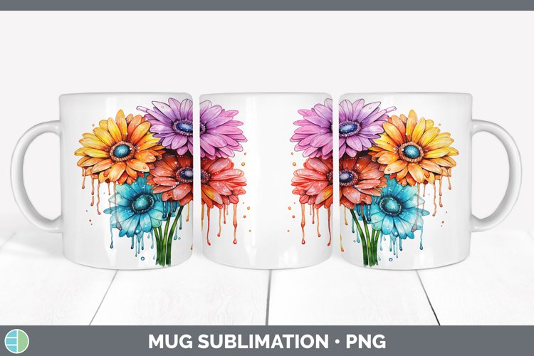 GorgeousRainbow Flowers Mug Wrap design.