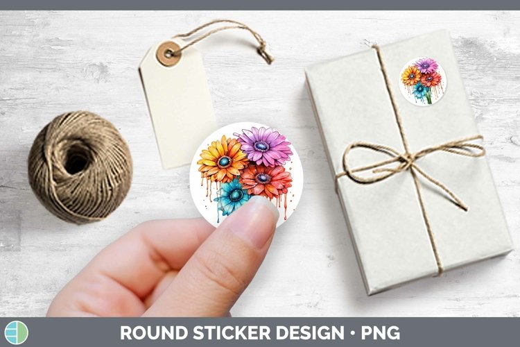 GorgeousRainbow Flowers Stickers design.