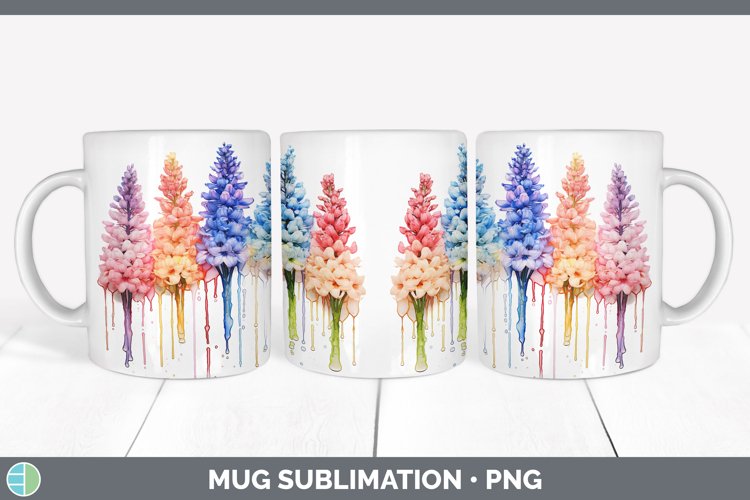 GorgeousRainbow Flowers Mug Wrap design.