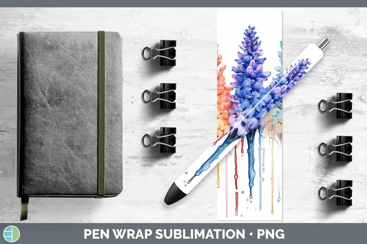Rainbow Flowers Hyacinth Pen Wrap Sublimation Epoxy Pen Desi
