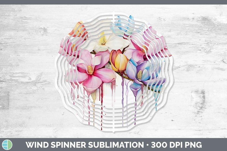Rainbow Flowers Magnolia Wind Spinner Sublimation Spinner De