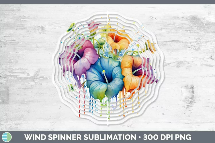 Rainbow Flowers Morning Glory Wind Spinner Sublimation Spinn