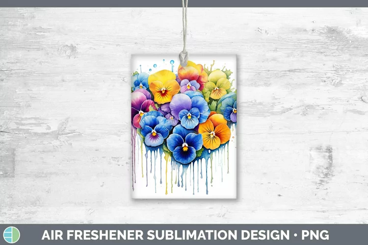 Rainbow Flowers Pansy Air Freshener Sublimation Car Freshene
