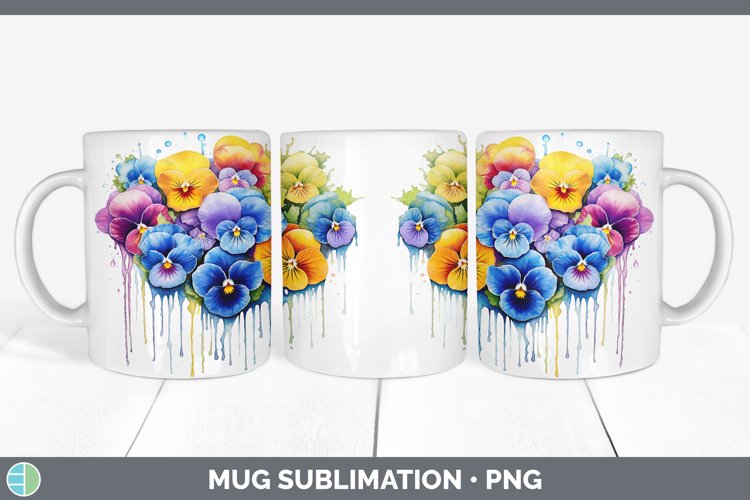 GorgeousRainbow Flowers Mug Wrap design.