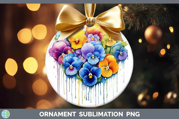 Rainbow Flowers Pansy Ornament Sublimation Bauble Designs