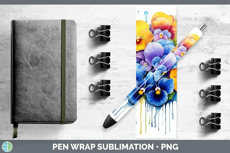 Rainbow Flowers Pansy Pen Wrap Sublimation Epoxy Pen Designs