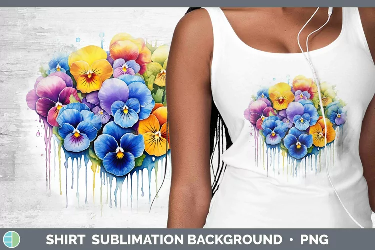 Rainbow Flowers Pansy Shirt Sublimation Sublimation Backgrou