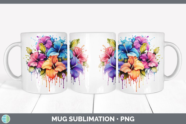 Rainbow Flowers Petunia Mug Wrap Sublimation Coffee Cup Desi