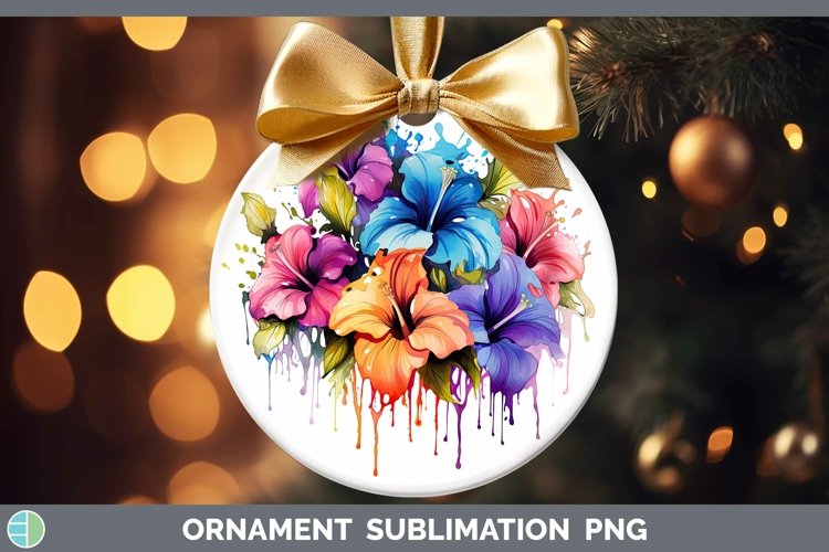 Rainbow Flowers Petunia Ornament Sublimation Bauble Designs