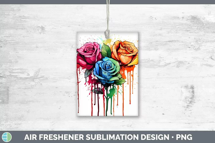 Rainbow Flowers Rose Air Freshener Sublimation Car Freshener
