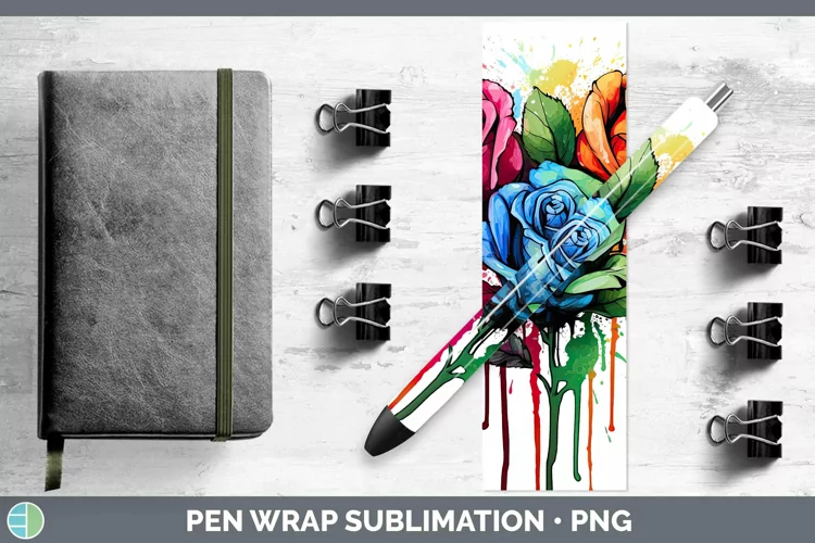 Rainbow Flowers Rose Pen Wrap Sublimation Epoxy Pen Designs