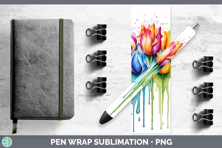 GorgeousRainbow Flowers Pen Wrap design.