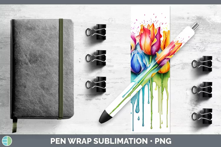 Rainbow Flowers Tulip Pen Wrap Sublimation Epoxy Pen Designs