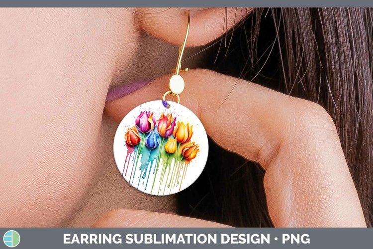 GorgeousRainbow Flowers Round Earrings design.