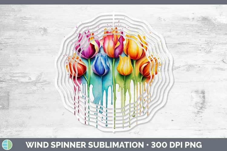 Rainbow Flowers Tulip Wind Spinner Sublimation Spinner Desig