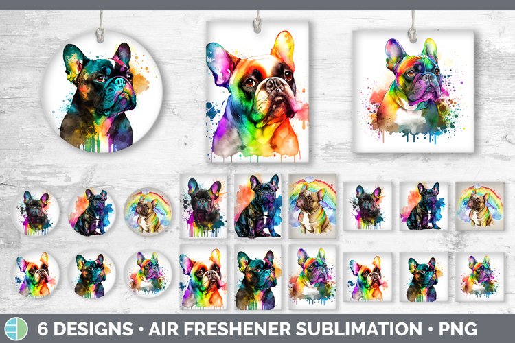 Rainbow French Bulldog Air Freshener Sublimation Car Fresh