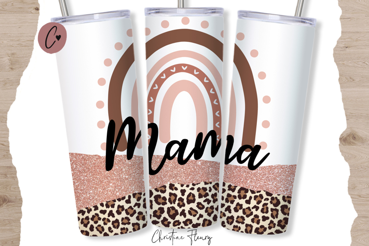 Glitter Rainbow Mama Tumbler Wrap PNG