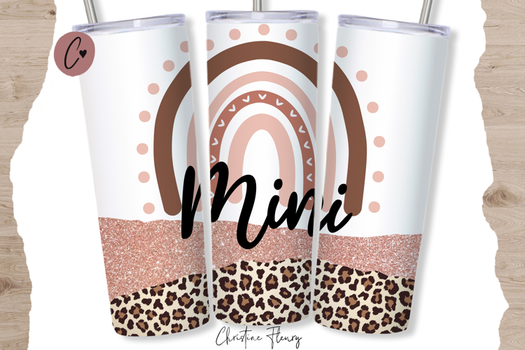 Glitter Rainbow Mini Tumbler Wrap PNG