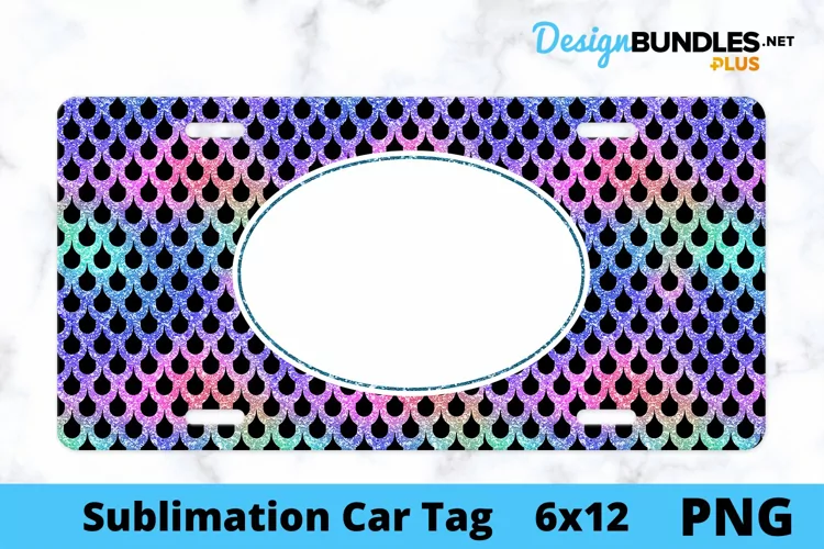 Sublimation Car Tag - Car Tag PNG - Rainbow Glitter Monogram