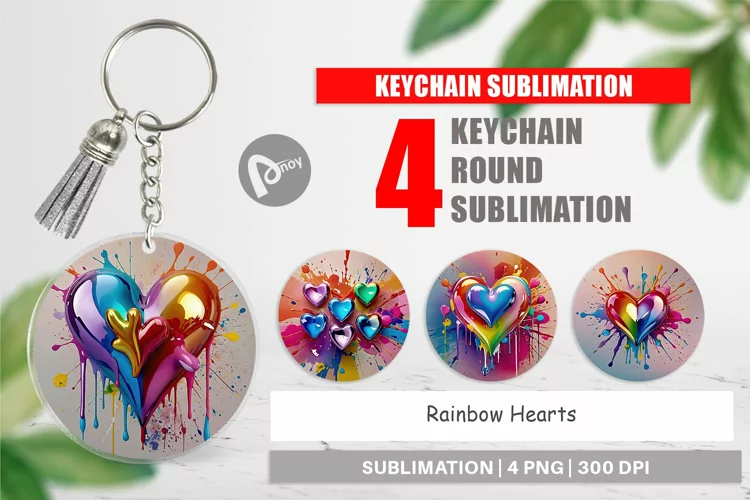 Keychain Rainbow Hearts