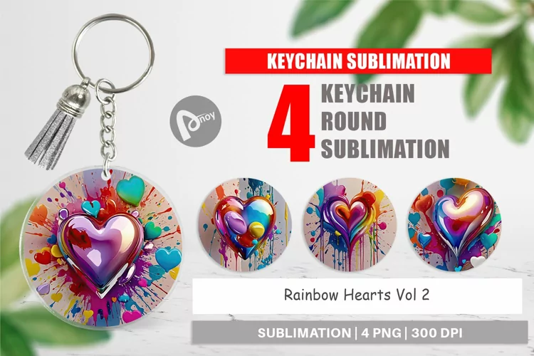 Keychain Rainbow Hearts