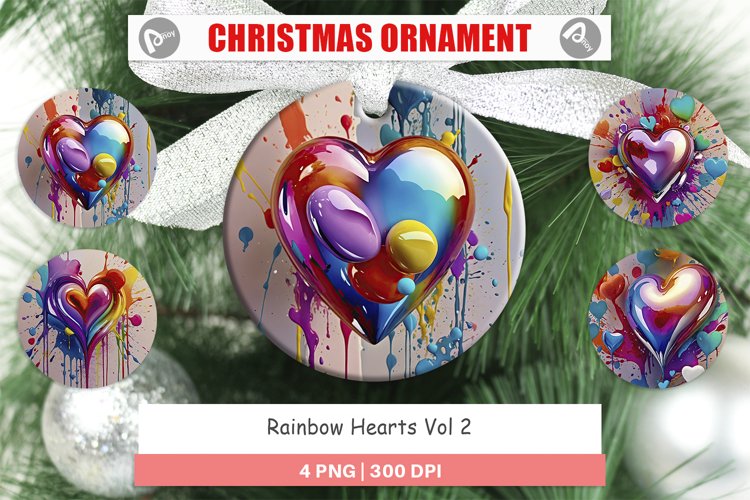 Christmas Ornaments Rainbow Hearts example image 1