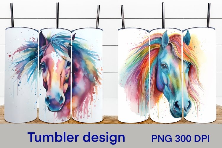 Rainbow horse tumbler sublimation design wrap 20 Oz, horse tumbler design, animals tumbler sublimation wrap.
