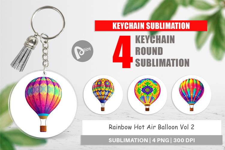 Keychain Rainbow Hot Air Balloon
