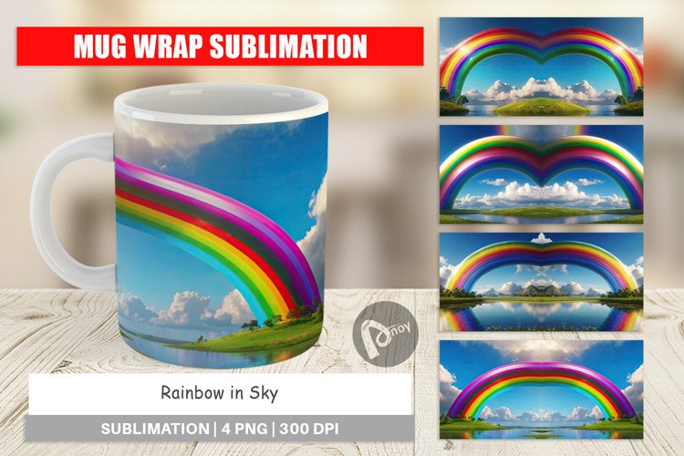Mug Wrap Design Rainbow in Sky