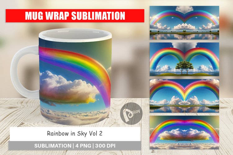 Mug Wrap Design Rainbow in Sky