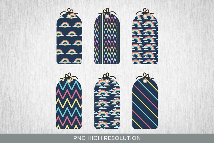 Rainbow in The Sky Element Patterned Shaped Tag