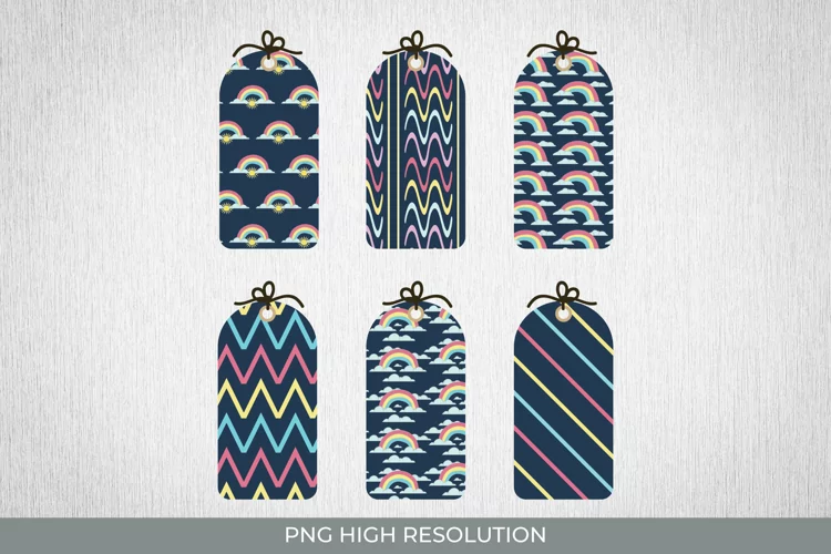 Rainbow in The Sky Element Patterned Shaped Tag