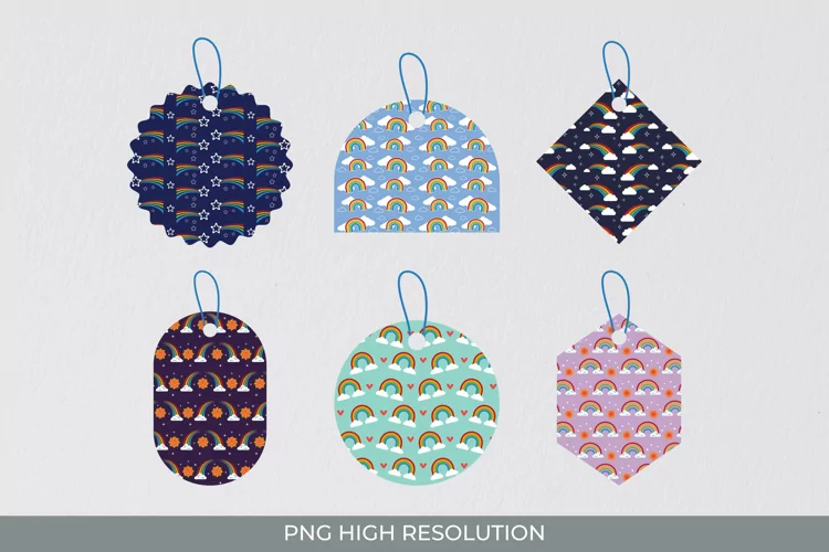 Rainbow in The Sky Patterned Shaped Tag
