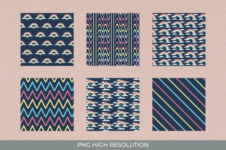 Rainbow in The Sky Seamless Pattern Paper Pack example image 1