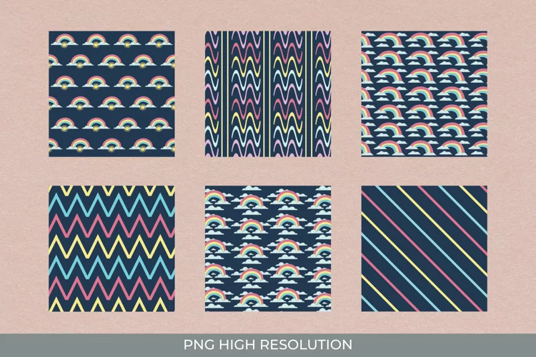 Rainbow in The Sky Seamless Pattern Paper Pack