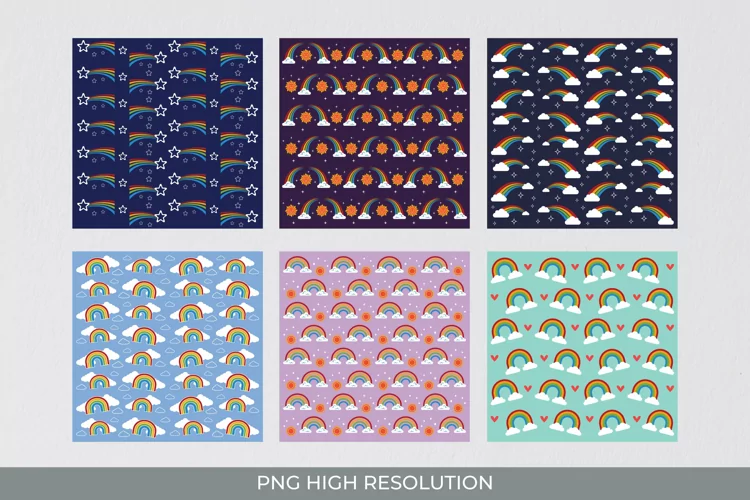 Rainbow in The Sky Pattern Paper Pack