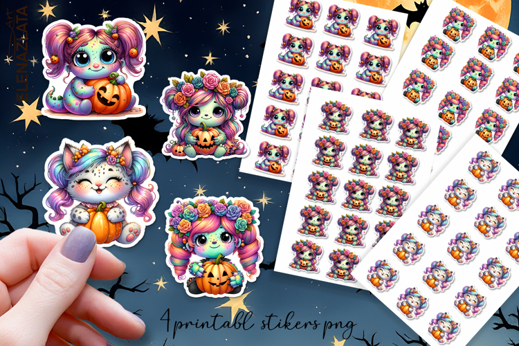 Halloween Stickers, neon cute monster Stickers