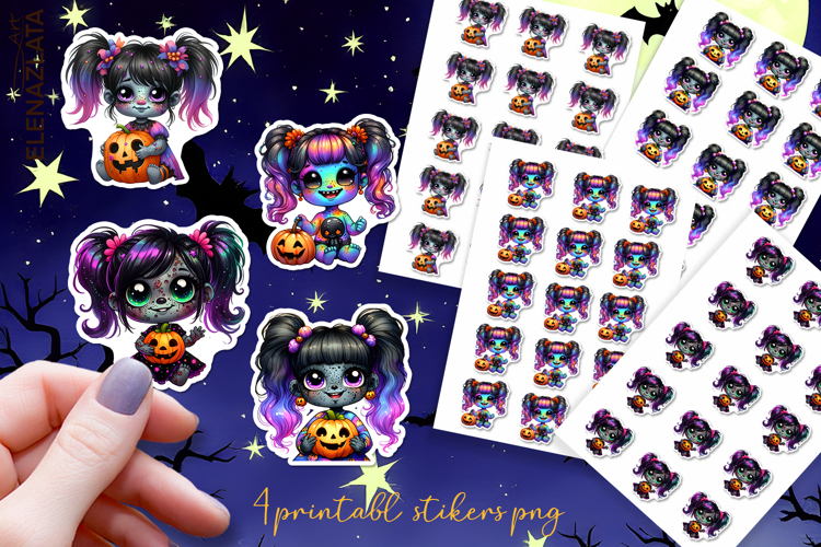 Halloween Stickers, neon cute monster Stickers
